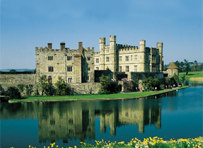 Leeds Castle with reflection in the moat